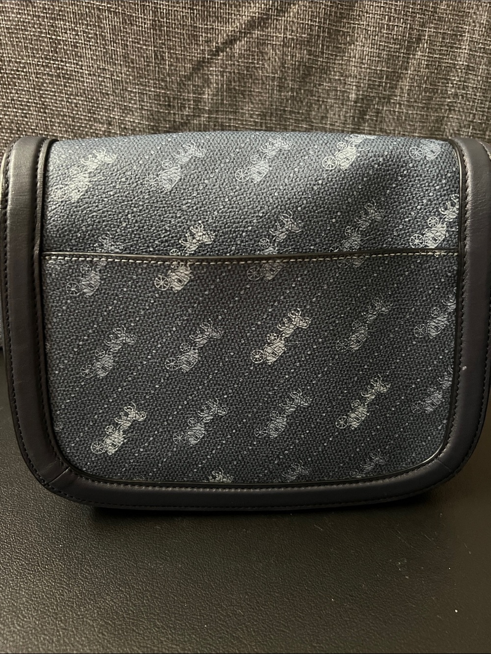 Coach Navy Signature Canvas Crossbody with Gold Logo Plaque - Picture 2 of 8